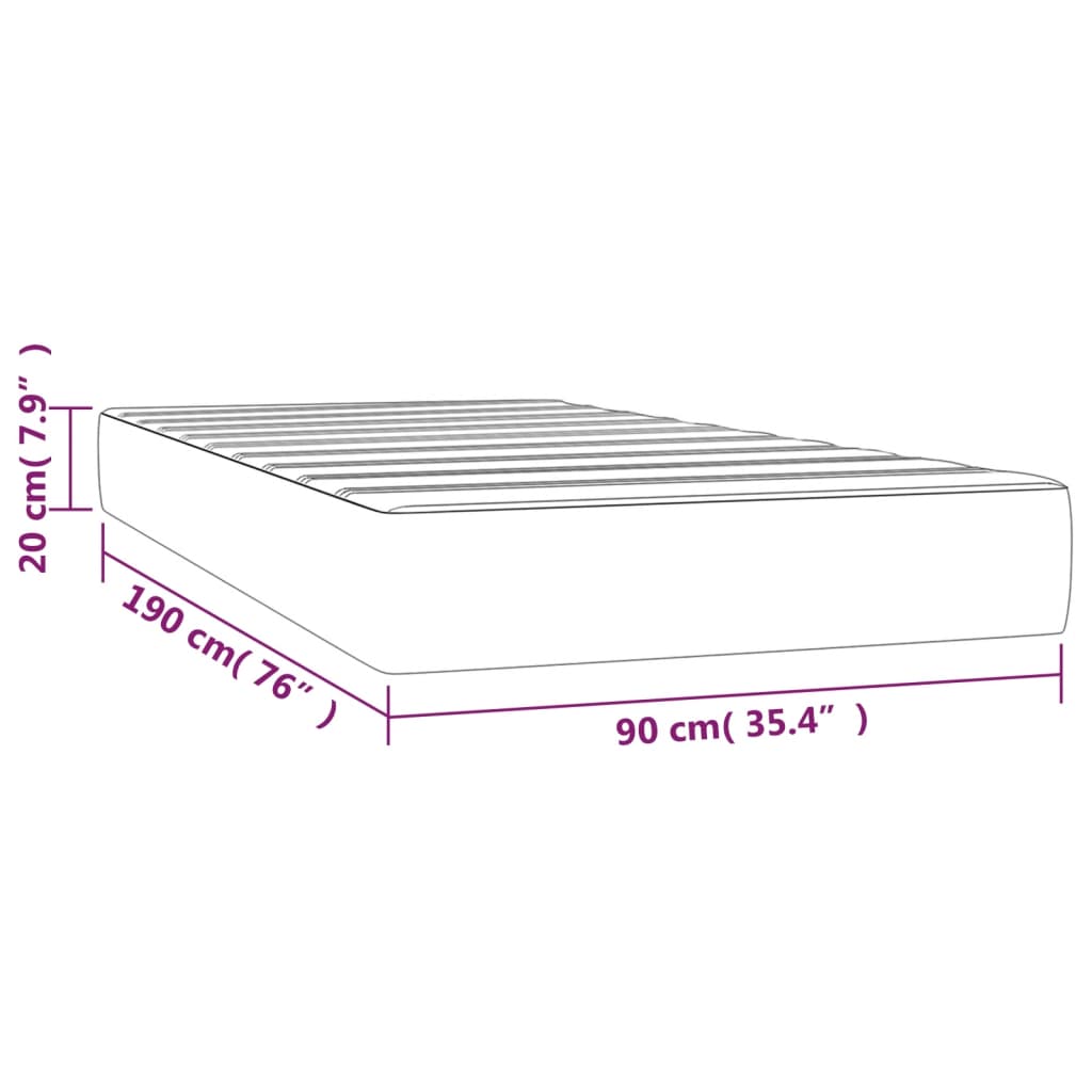 Pocketresårmadrass gräddvit 90x190x20 cm tyg