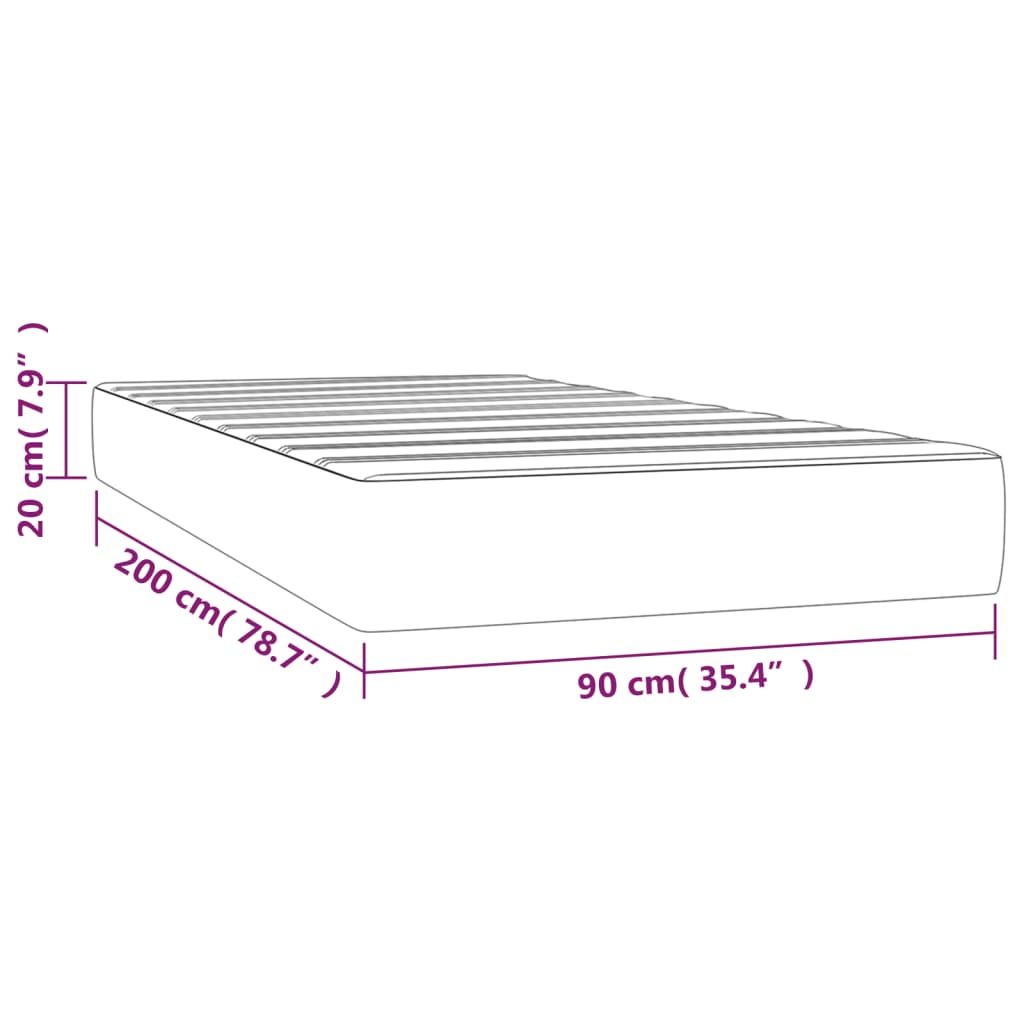 Pocketresårmadrass mörkbrun 90x200x20 cm tyg