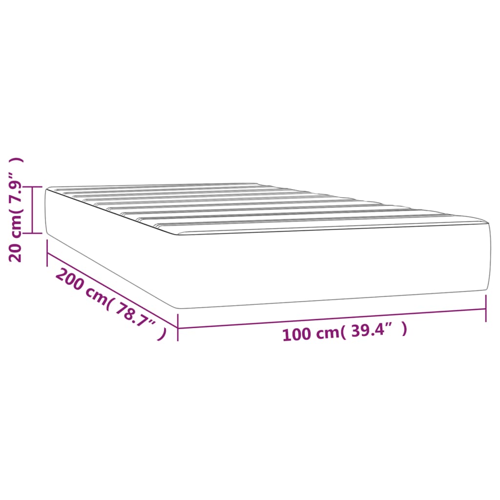 Pocketresårmadrass ljusgrå 100x200x20 cm tyg