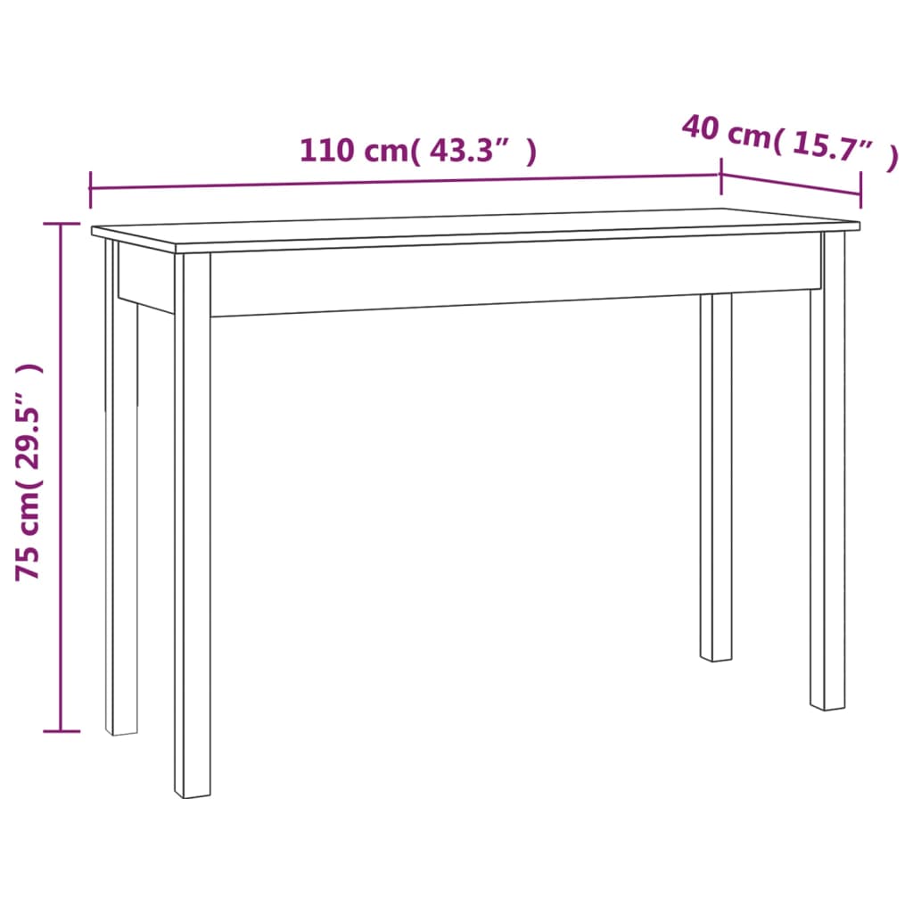 Konsolbord vit 110x40x75 cm massiv furu