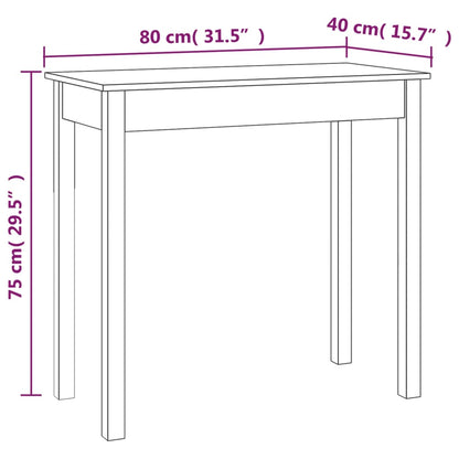 Konsolbord vit 80x40x75 cm massiv furu