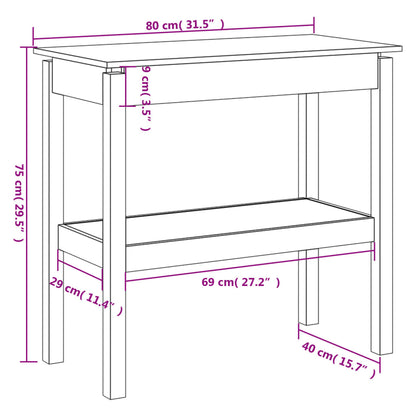 Konsolbord 80x40x75 cm massiv furu