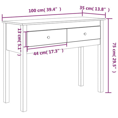 Konsolbord 100x35x75 cm massiv furu