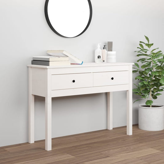 Konsolbord vit 100x35x75 cm massiv furu