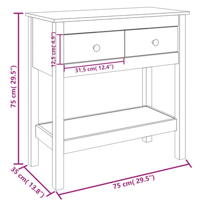 Konsolbord 75x35x75 cm massiv furu