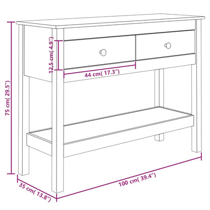 Konsolbord 100x35x75 cm massiv furu