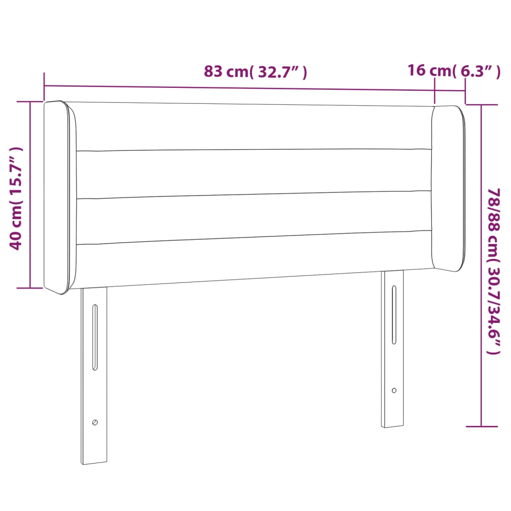 Sänggavel LED mörkbrun 83x16x78/88 cm tyg