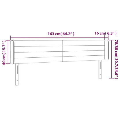 Sänggavel LED mörkbrun 163x16x78/88 cm tyg