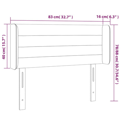 Sänggavel LED mörkblå 83x16x78/88 cm sammet