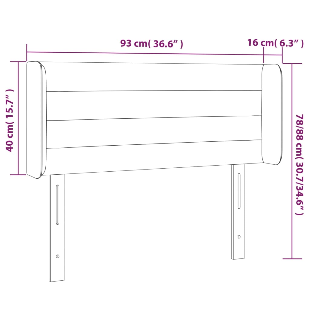 Sänggavel LED mörkgrön 93x16x78/88 cm sammet