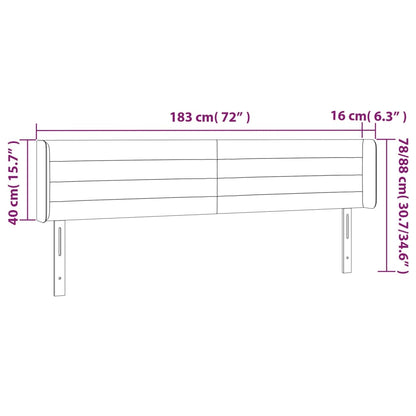 Sänggavel LED mörkblå 183x16x78/88 cm sammet