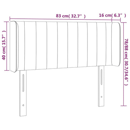 Sänggavel LED svart 83x16x78/88 cm tyg