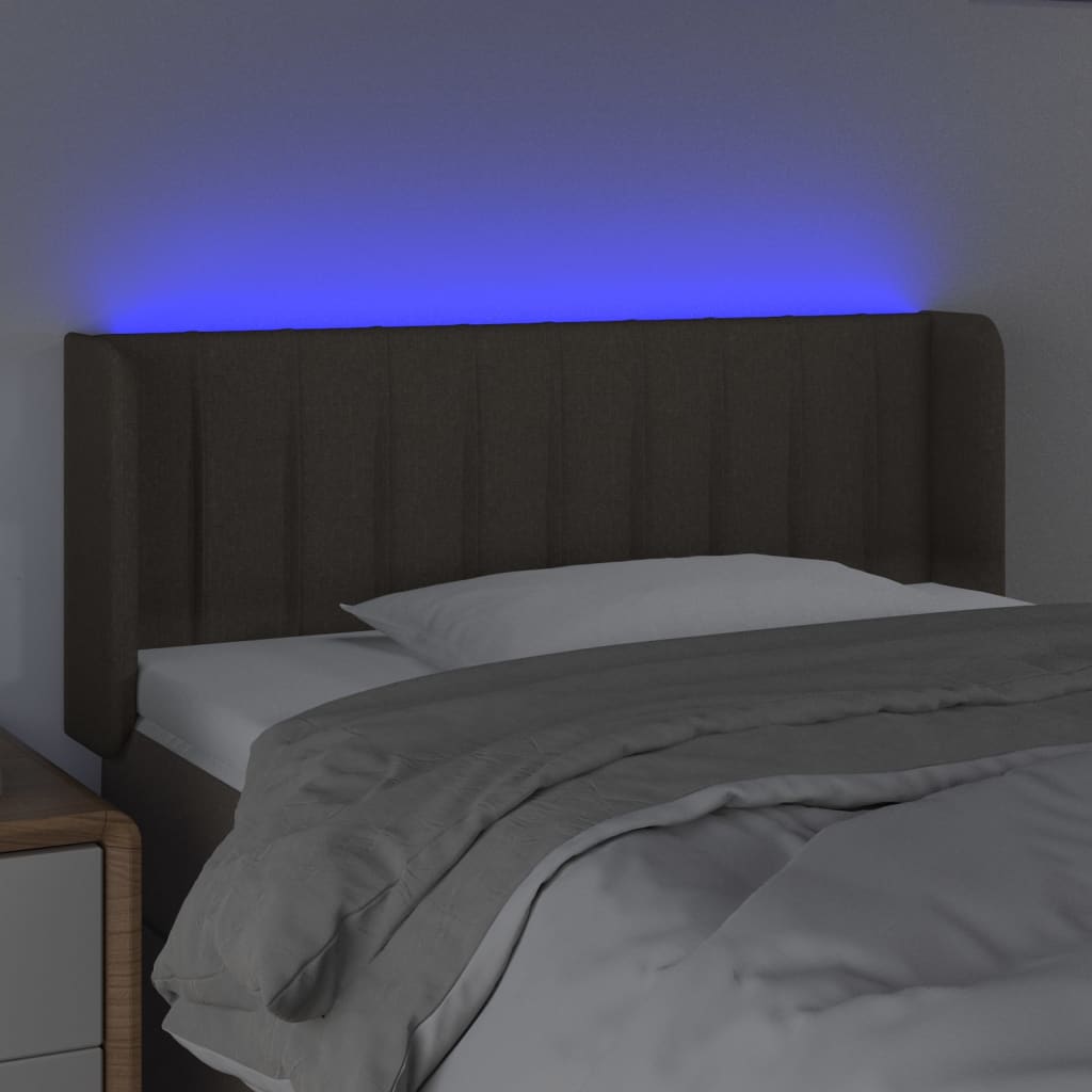 Sänggavel LED taupe 93x16x78/88 cm tyg