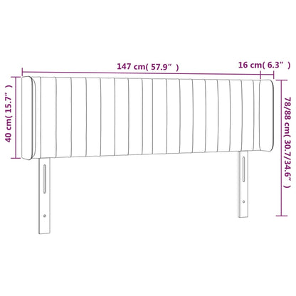 Sänggavel LED ljusgrå 147x16x78/88 cm tyg