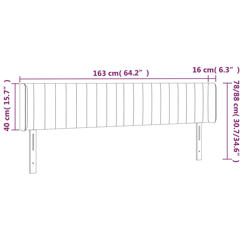 Sänggavel LED mörkbrun 163x16x78/88 cm tyg