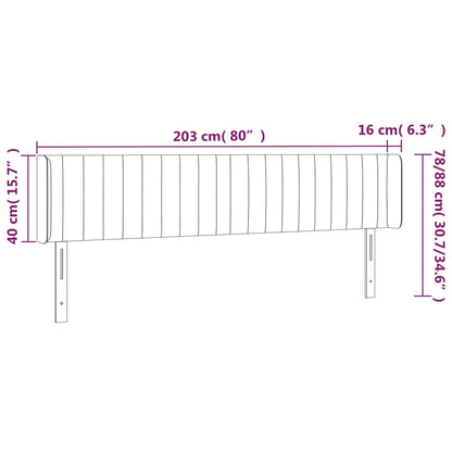 Sänggavel LED gräddvit 203x16x78/88 cm tyg