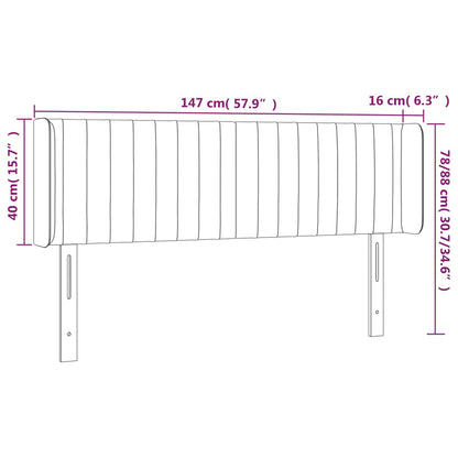 Sänggavel LED svart 147x16x78/88 cm sammet