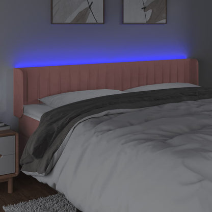 Sänggavel LED rosa 203x16x78/88 cm sammet