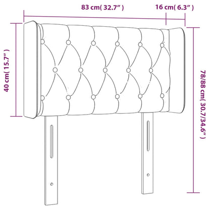 Sänggavel LED blå 83x16x78/88 cm tyg