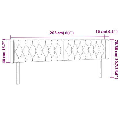 Sänggavel LED gräddvit 203x16x78/88 cm tyg