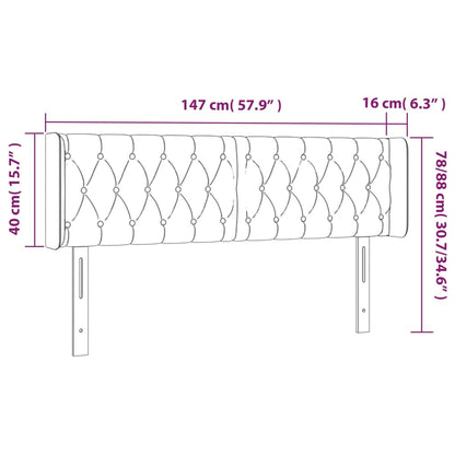 Sänggavel LED svart 147x16x78/88 cm sammet