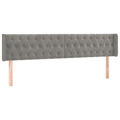 Sänggavel LED ljusgrå 183x16x78/88 cm sammet