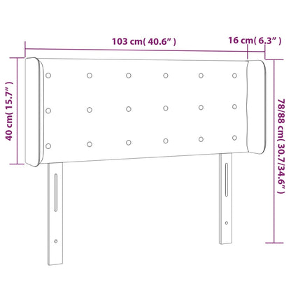 Sänggavel LED mörkbrun 103x16x78/88 cm tyg