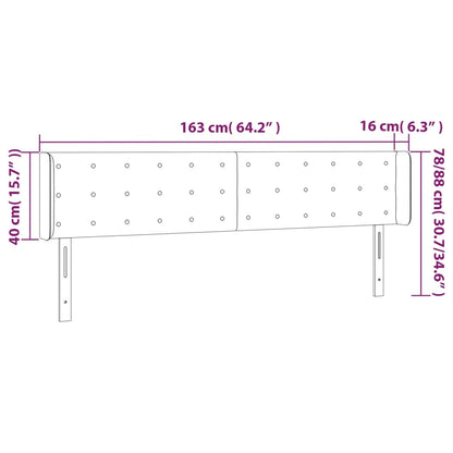 Sänggavel LED taupe 163x16x78/88 cm tyg