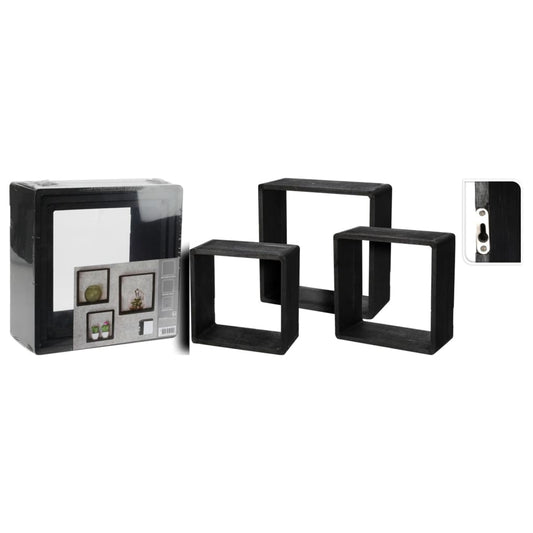Hyllset 3 delar 28,5x28,5x12 cm svart