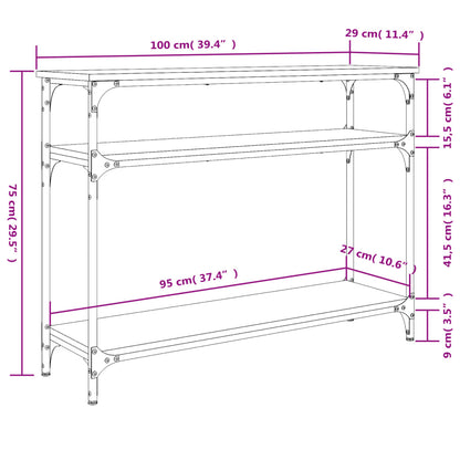 Avlastningsbord rökfärgad ek 100x29x75 cm konstruerat trä