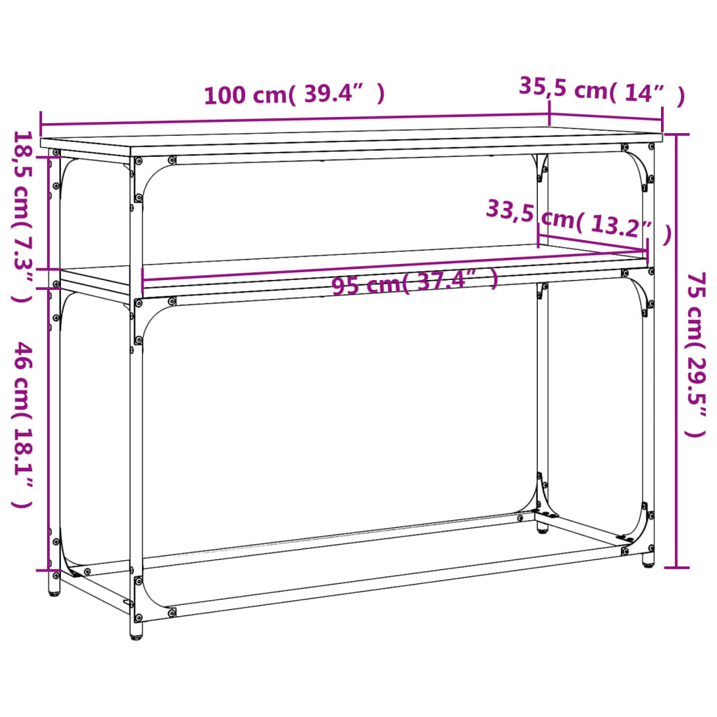 Konsolbord svart 100x35,5x75 cm konstruerat trä