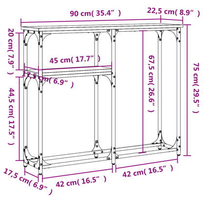 Avlastningsbord rökfärgad ek 90x22,5x75 cm konstruerat trä