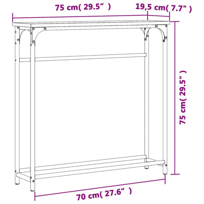 Avlastningsbord rökfärgad ek 75x19,5x75 cm konstruerat trä