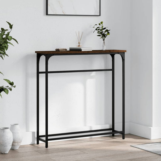 Avlastningsbord brun ek 75x19,5x75 cm konstruerat trä