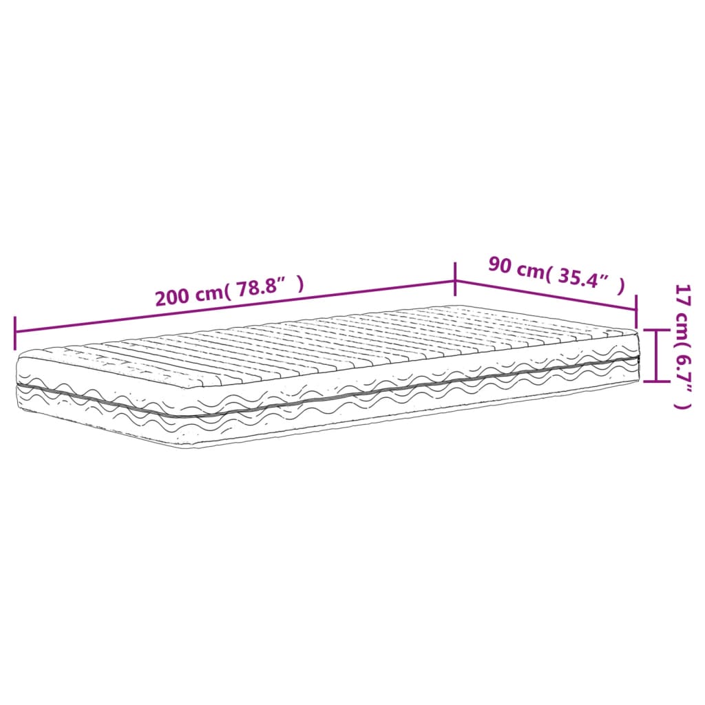 Skummadrass vit 90x200 cm hårdhet H2 H3