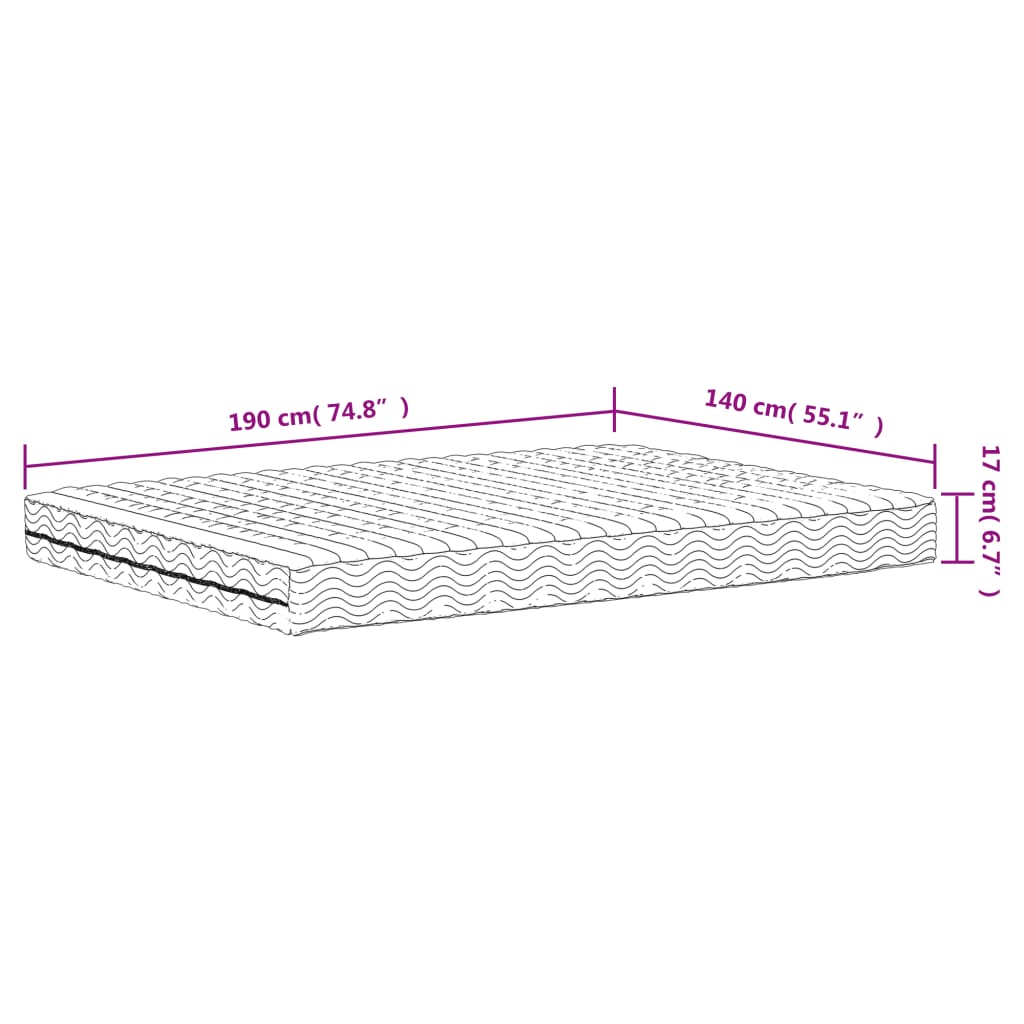 Skummadrass vit 140x190 cm hårdhet H2 H3