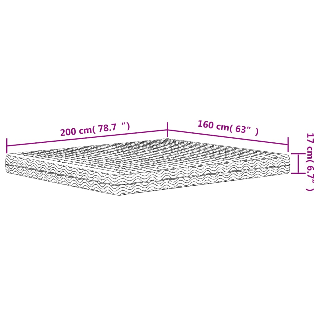 Skummadrass vit 160x200 cm hårdhet H2 H3