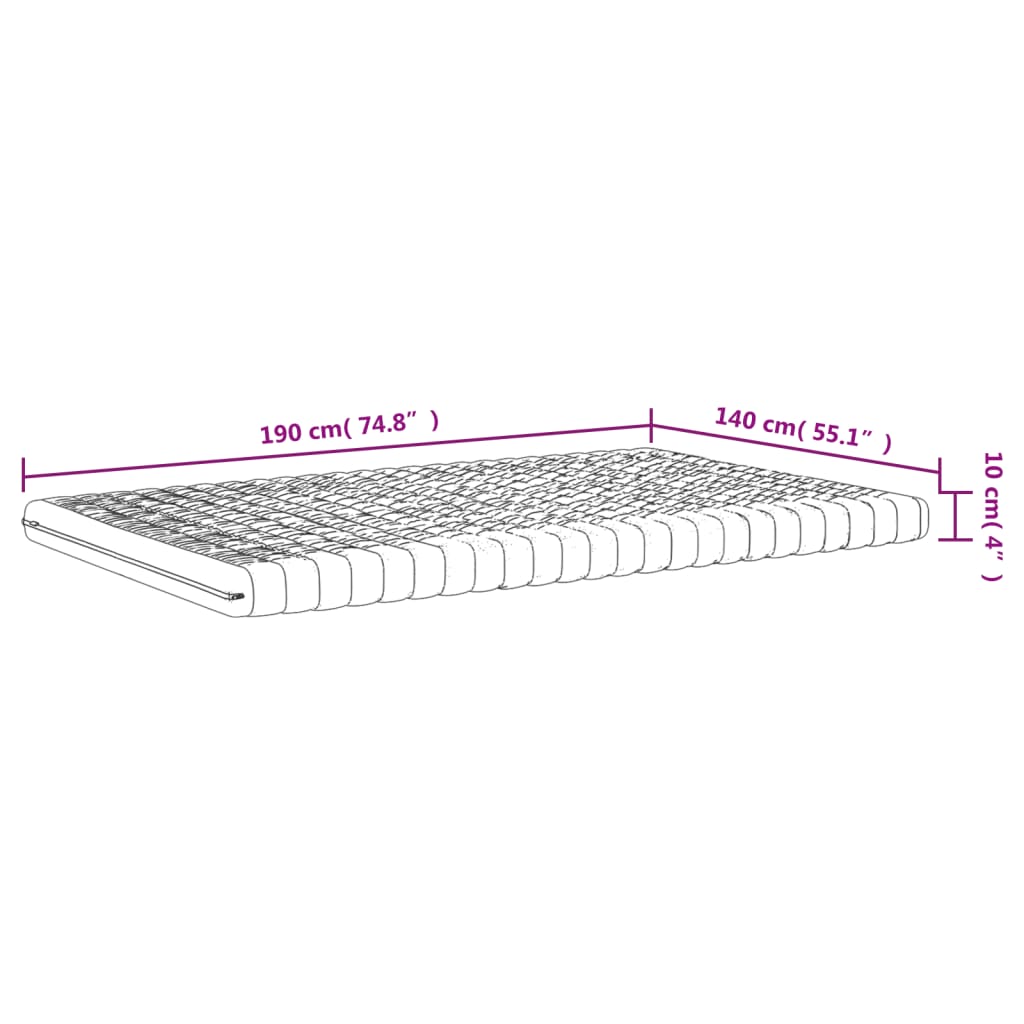 Skummadrass vit 140x190 cm 7-zoner hårdhet 20 ILD