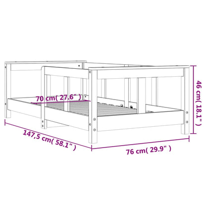 Sängram för barnsäng vit 70x140 cm massiv furu