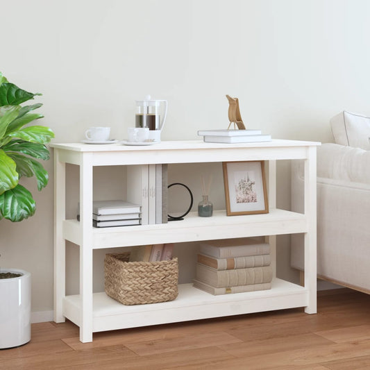 Konsolbord vit 110x40x74 cm massiv furu