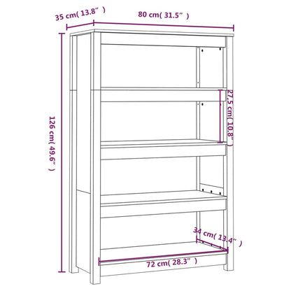 Bokhylla honungsbrun 80x35x126 cm massiv furu