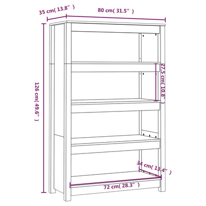 Bokhylla svart 80x35x126 cm massiv furu