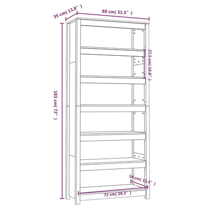 Bokhylla 80x35x183 cm massiv furu