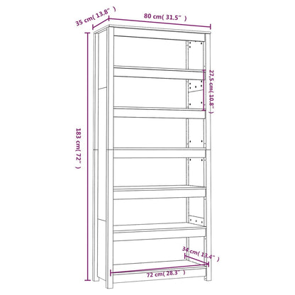 Bokhylla vit 80x35x183 cm massiv furu