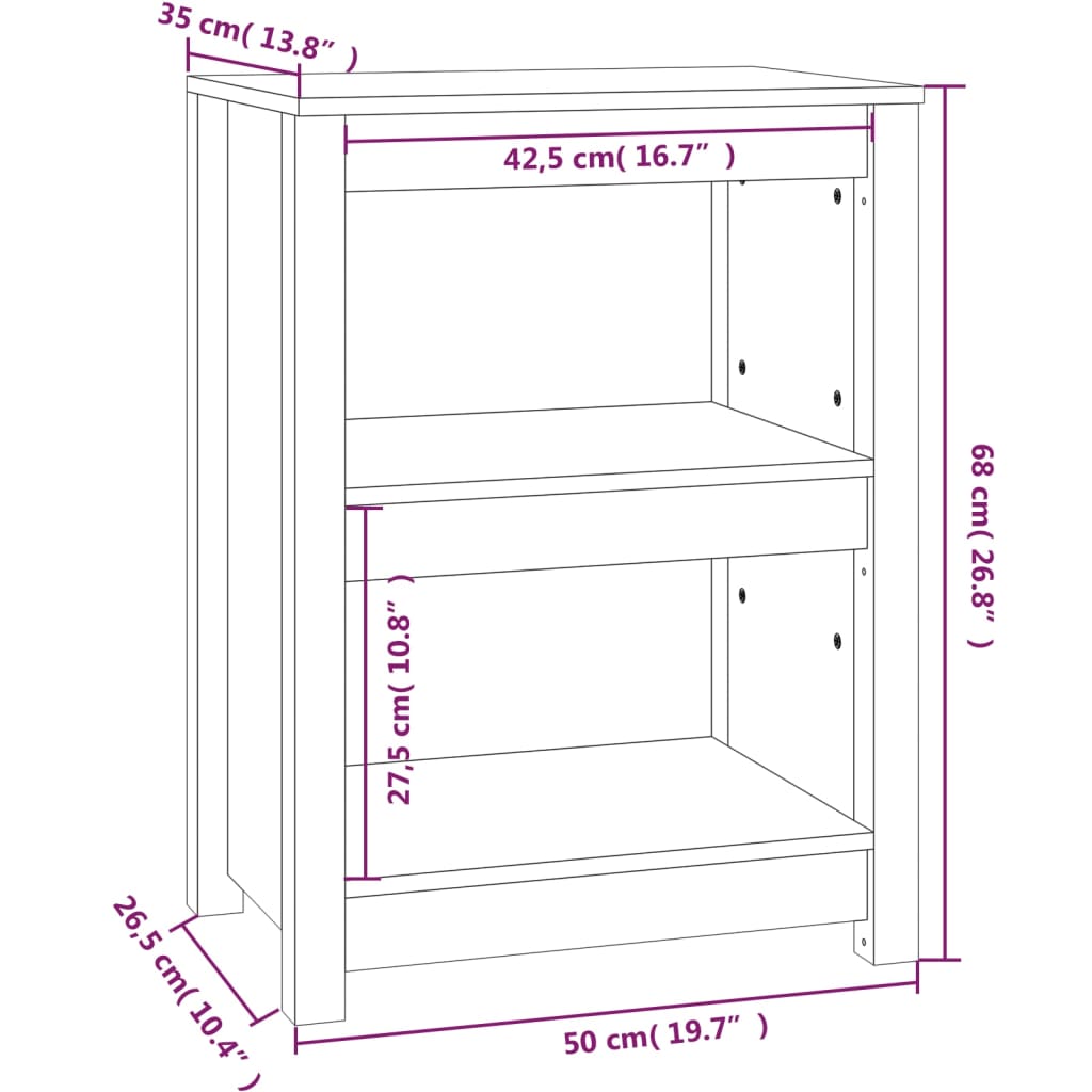 Bokhylla honungsbrun 50x35x68 cm massiv furu