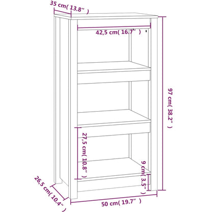 Bokhylla svart 50x35x97 cm massiv furu