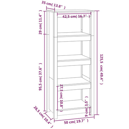 Bokhylla vit 50x35x125,5 cm massiv furu