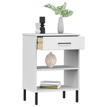 Konsolbord med metallben OSLO vit massiv furu