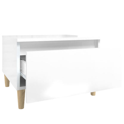 Sidobord vit högglans 50x46x35 cm konstruerat trä