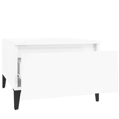 Sidobord 2 st vit högglans 50x46x35 cm konstruerat trä